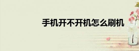 手机开不开机怎么刷机
