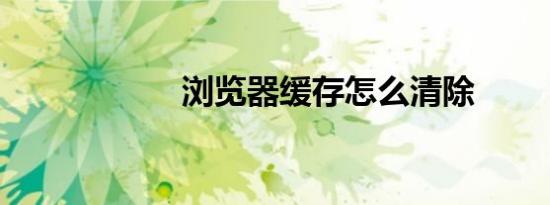 浏览器缓存怎么清除