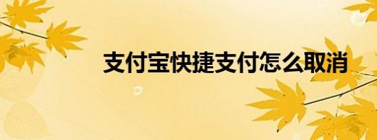 支付宝快捷支付怎么取消