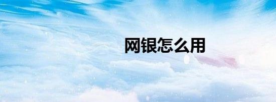 网银怎么用