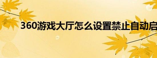 360游戏大厅怎么设置禁止自动启动