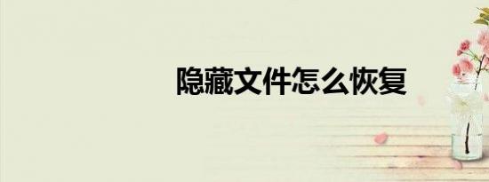 隐藏文件怎么恢复