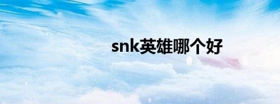 snk英雄哪个好