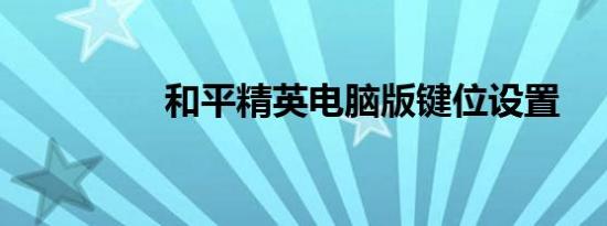 和平精英电脑版键位设置