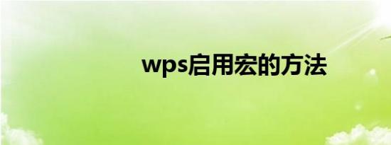 wps启用宏的方法