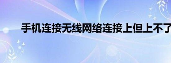 手机连接无线网络连接上但上不了网