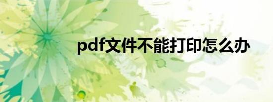 pdf文件不能打印怎么办
