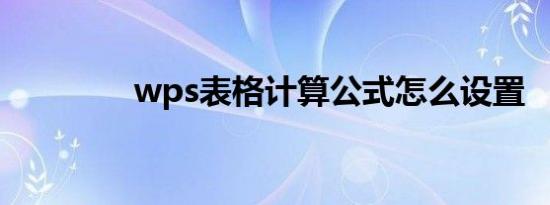 wps表格计算公式怎么设置