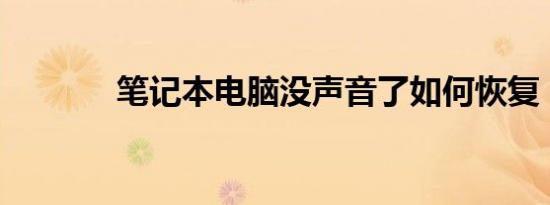 笔记本电脑没声音了如何恢复