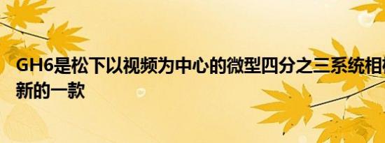 GH6是松下以视频为中心的微型四分之三系统相机系列中最新的一款