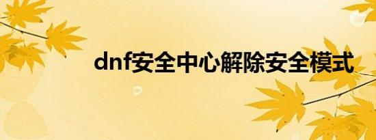 dnf安全中心解除安全模式