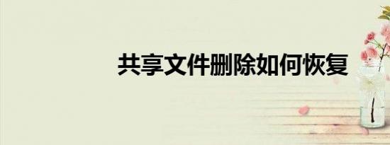 共享文件删除如何恢复