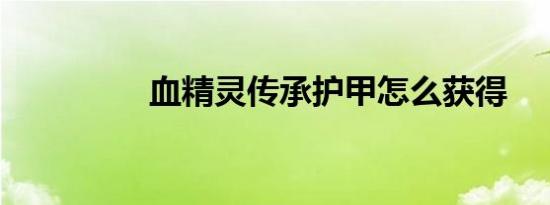 血精灵传承护甲怎么获得
