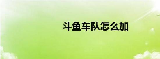 斗鱼车队怎么加