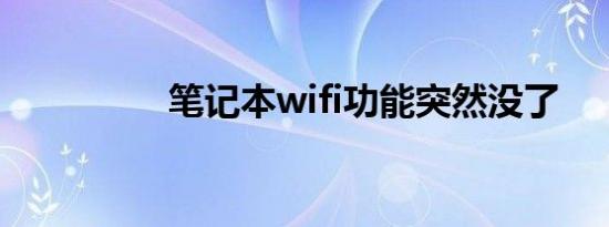 笔记本wifi功能突然没了