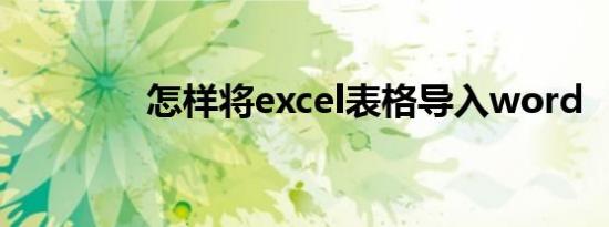 怎样将excel表格导入word