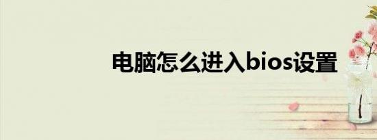 电脑怎么进入bios设置
