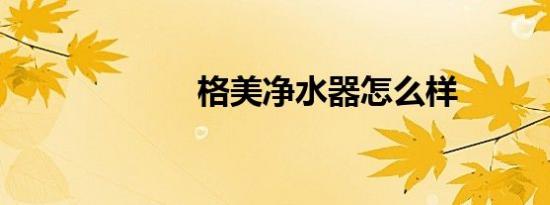 格美净水器怎么样