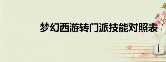 梦幻西游转门派技能对照表