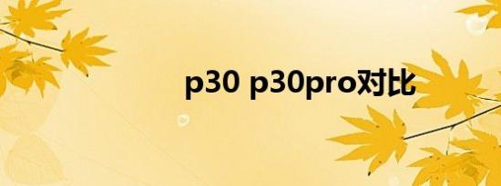p30 p30pro对比
