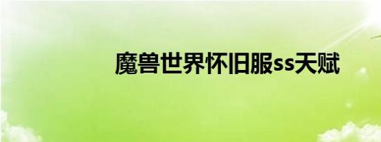 魔兽世界怀旧服ss天赋