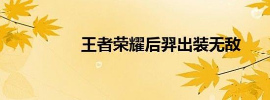 王者荣耀后羿出装无敌