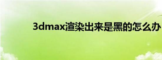 3dmax渲染出来是黑的怎么办