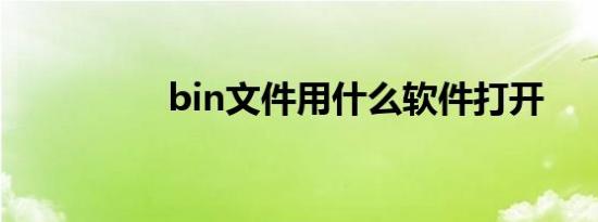 bin文件用什么软件打开
