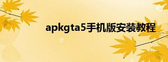 apkgta5手机版安装教程
