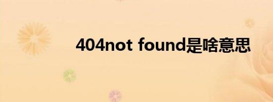 404not found是啥意思
