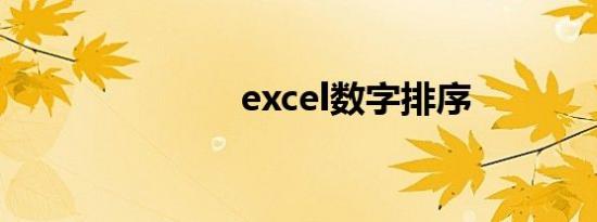 excel数字排序