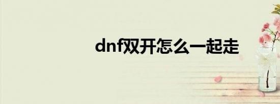 dnf双开怎么一起走