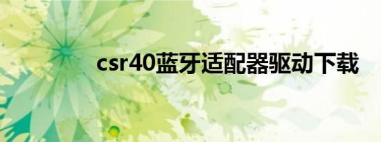 csr40蓝牙适配器驱动下载