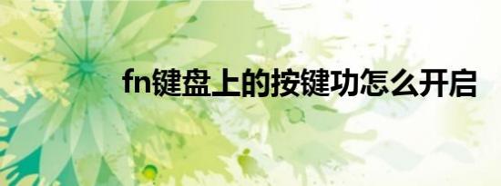 fn键盘上的按键功怎么开启