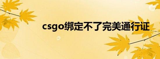 csgo绑定不了完美通行证