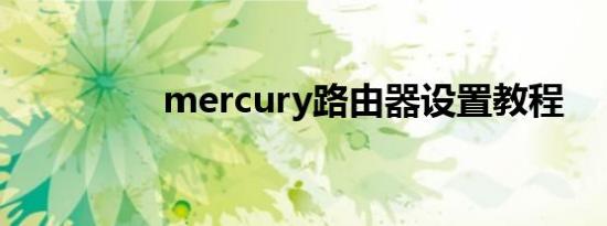 mercury路由器设置教程