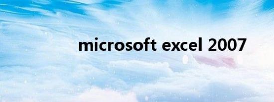microsoft excel 2007