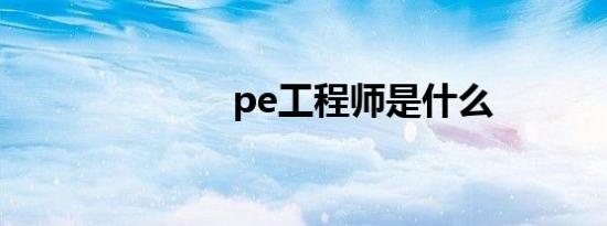 pe工程师是什么