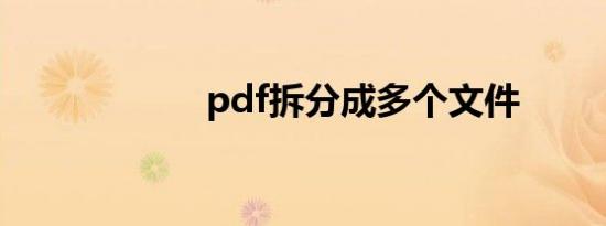 pdf拆分成多个文件