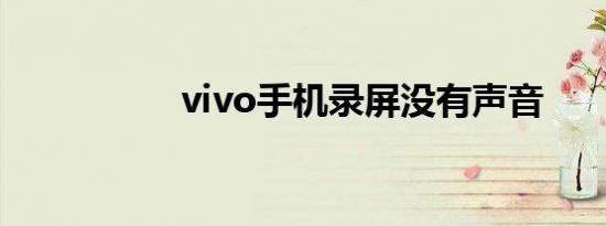 vivo手机录屏没有声音