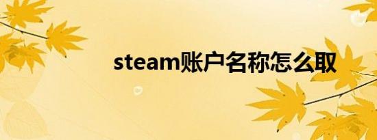 steam账户名称怎么取