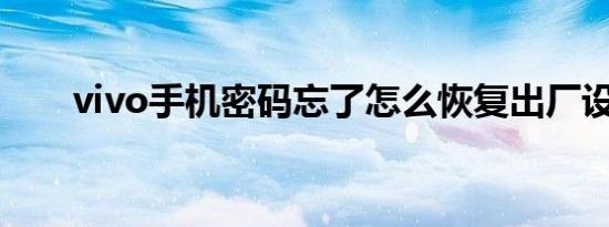 vivo手机密码忘了怎么恢复出厂设置