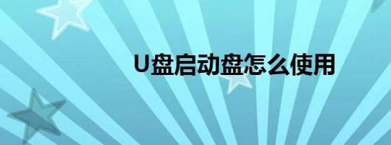 U盘启动盘怎么使用