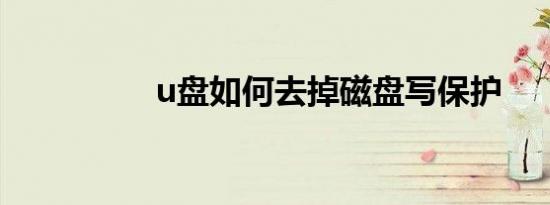 u盘如何去掉磁盘写保护