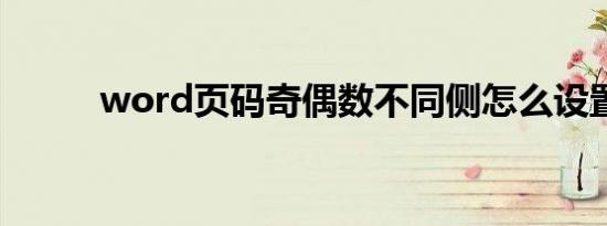word页码奇偶数不同侧怎么设置