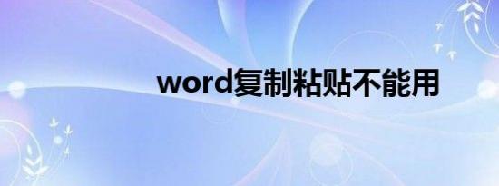 word复制粘贴不能用