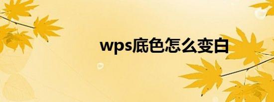 wps底色怎么变白