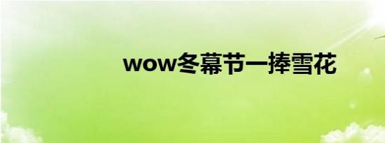 wow冬幕节一捧雪花