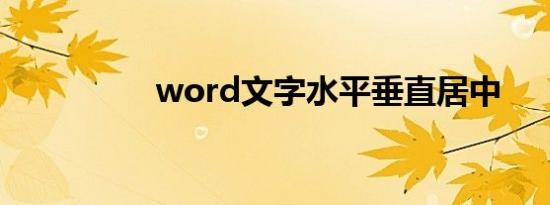 word文字水平垂直居中
