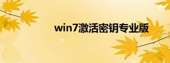 win7激活密钥专业版